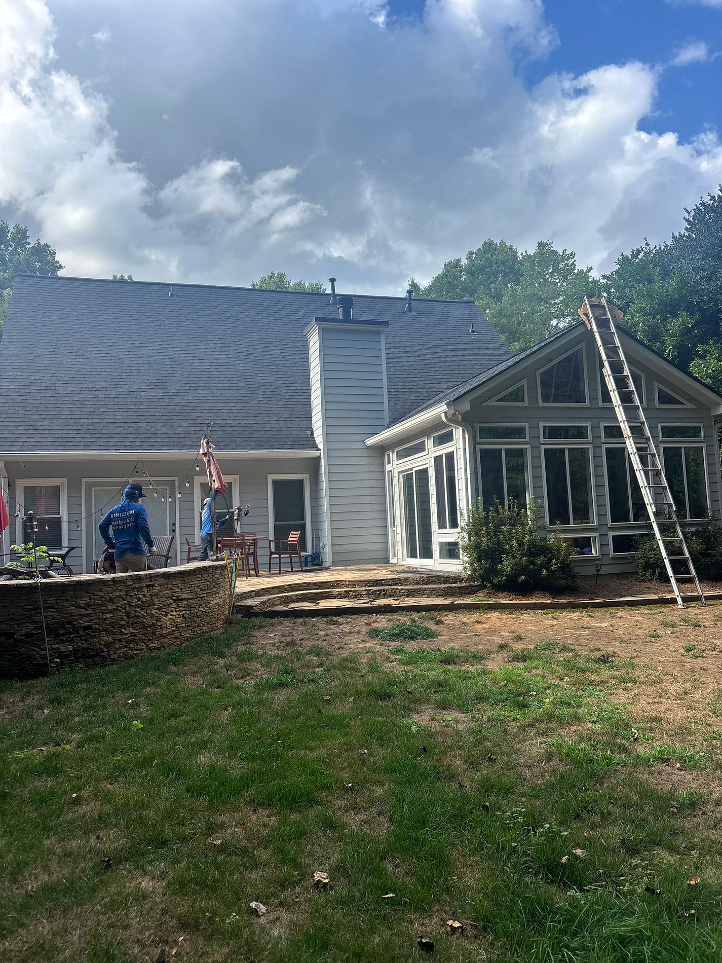 Finished rear roofline with sunroom — Alpharetta, GA